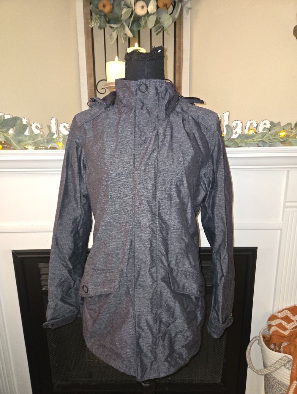 REI Women's Dark Gray Hooded Trench Coat